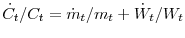  \dot{C}_{t}/C_{t}=\dot{m}% _{t}/m_{t}+\dot{W}_{t}/W_{t}