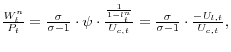 \frac{W_t^n }{P_t }=\frac{\sigma }{\sigma -1}\cdot \psi \cdot \frac{\frac{1}{1-l_t^n }}{U_{c,t} }=\frac{\sigma }{\sigma -1}\cdot \frac{-U_{l,t} }{U_{c,t} },