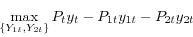 \begin{displaymath} \mathop {\max }\limits_{\{Y_{1t} ,Y_{2t}\}} P_{t} y_{t} -P_{1t} y_{1t} -P_{2t} y_{2t} \end{displaymath}