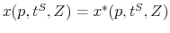  x(p,t^{S},Z)=x^{\ast}(p,t^{S},Z)