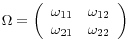 \Omega =\left( {{\begin{array}{*{20}c} {\omega _{11} } \hfill & {\omega _{12} } \hfill \ {\omega _{21} } \hfill & {\omega _{22} } \hfill \ \end{array} }} \right)