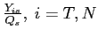 $ \frac{Y_{is}}{ Q_{s}},\;i=T,N$