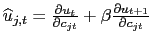 $ \widehat{u}_{j,t} = \frac{\partial u_{t}}{\partial c_{jt}} + \beta \frac{\partial u_{t+1}}{\partial c_{jt}}$