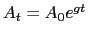 $ A_{t}=A_{0}e^{gt}$
