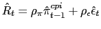 $ \hat{R}_{t}=\rho_{\pi}\hat{\pi}_{t-1}^{cpi}+\rho_{\epsilon} \hat{\epsilon}_{t}$