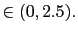 $ \in(0,2.5)$