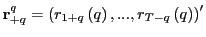 $ \mathbf{r}_{+q}^{q}=\left( r_{1+q}\left( q\right) ,...,r_{T-q}\left( q\right) \right) ^{\prime}$