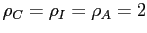 $ \rho _{C} = \rho _{I} = \rho_{A} = 2$