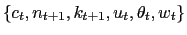 $ \{c_{t}, n_{t+1}, k_{t+1}, u_{t}, \theta_{t}, w_{t}\}$