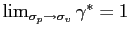 $ \lim_{\sigma _{p}\rightarrow\sigma_{v}}\gamma^{\ast}=1$