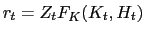 $ r_{t} = Z_{t} F_{K}(K_{t},H_{t})$