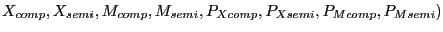 $ X_{comp}, X_{semi}, M_{comp}, M_{semi}, P_{Xcomp}, P_{Xsemi}, P_{Mcomp}, P_{Msemi})$