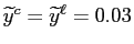 $ \widetilde{y}^{c}=\widetilde{y}^{\ell}=0.03$