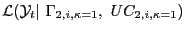 $ \mathcal{L} (\mathcal{Y}_{t} \vert\, \, \Gamma_{2,i,\kappa=1}, \, \, UC_{2,i,\kappa=1})$