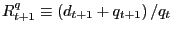 $ R_{t+1}^{q} \equiv\left( {d_{t+1} +q_{t+1} } \right) /q_{t} $