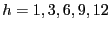 $ h=1,3,6,9,12$