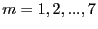 $ m=1,2,...,7$