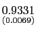$ \underset{{\small (0.0069)}}{0.9331}$