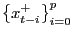 $ {\left\{ x^{+}_{t-i}\right\} } ^{p}_{i=0}$