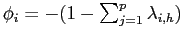 $ \phi_{i}=-(1-\sum_{j=1}^{p}\lambda_{i,h})$