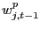 $\displaystyle w_{j,t-1}^{p} $