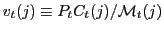 $ v_{t}(j)\equiv P_{t}C_{t}(j)/\mathcal{M}_{t}(j)$