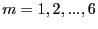 $ m=1, 2,...,6$