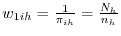 w_{1ih} =\frac{1}{\pi _{ih} }=\frac{N_h }{n_h }