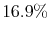 16.9\%