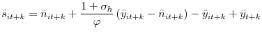 \displaystyle \hat{s}_{it+k}=\hat{n}_{it+k}+\frac{1+\sigma_{h}}{\varphi}\left( \hat {y}_{it+k}-\hat{n}_{it+k}\right) -\hat{y}_{it+k}+\hat{y}_{t+k}