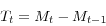\begin{displaymath} T_{t} =M_{t}-M_{t-1} \end{displaymath}