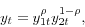 \begin{displaymath} y_t =y_{1t} ^\rho y_{2t}^{1-\rho } , \end{displaymath}