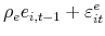 \displaystyle \rho _{e}e_{i,t-1}+\varepsilon _{it}^{e} \notag