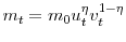  m_{t}=m_{0}u_{t}^{\eta}v_{t}^{1-\eta}