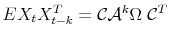 E X_tX_{t-k}^T = \mathcal{C} \mathcal{A}^k \Omega\; \mathcal{C}^T