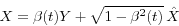 \begin{displaymath} X=\beta (t)Y+\sqrt {1-\beta ^2(t)} {\kern 1pt}{\kern 1pt}\hat {X} \end{displaymath}