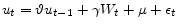 \displaystyle u_t=\vartheta u_{t-1}+\gamma W_t +\mu+\epsilon_t