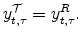 \displaystyle y^{\cal{T}}_{t,\tau}=y_{t,\tau}^R.