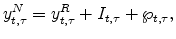 \displaystyle y^N_{t,\tau}=y^R_{t,\tau}+I_{t,\tau}+\wp_{t,\tau},