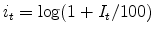 i_t = \log(1+I_t/100)