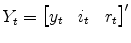 Y_t = \begin{bmatrix}y_t & i_t & r_t \end{bmatrix}'