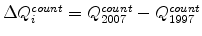  \Delta Q_{i}^{count}=Q_{2007}^{count}-Q_{1997}^{count}
