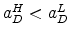  a_{D}^{H}<a_{D}^{L}