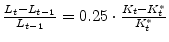  \frac{L_{t}-L_{t-1}}{L_{t-1}}=0.25\cdot\frac{K_{t}-K^{\ast}_{t}}{K^{\ast}_{t}}