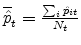  \overline{\hat{p}}_t=\frac{\sum_i \hat{p}_{it}}{N_t}