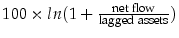  100 \times ln(1 + \frac{\text{net flow}}{\text{lagged assets}})