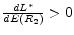  \frac{dL^{*}}{dE(R_2)} > 0