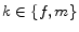 \displaystyle k\in\left\{ f,m\right\}