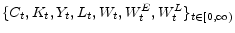  \{C_{t},K_{t},Y_{t}, L_{t},W_t,W_t^E,W_t^L \}_{t\in[0,\infty)}