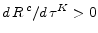  d \, R^{\,c} / d \, \tau^K > 0